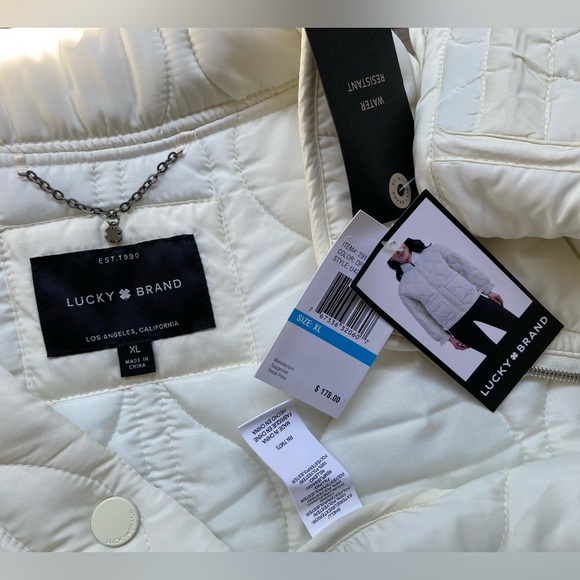 Lucky Brand White Quilted Puffer Jacket Water Resistant Jacket - Picture 8 of 17